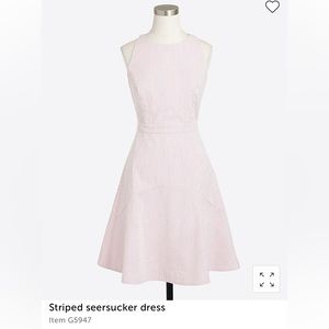 J Crew Pink Seersucker Dress with Pink Bow